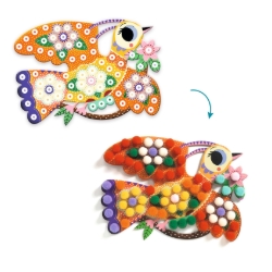 Djeco Vogels & Pompons – knutselset met pompons – van 3 tot 6 jaar