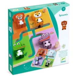Djeco Spinamix – houten schuifpuzzel met dieren – vanaf 3 jaar