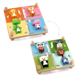 Djeco Spinamix – houten schuifpuzzel met dieren – vanaf 3 jaar