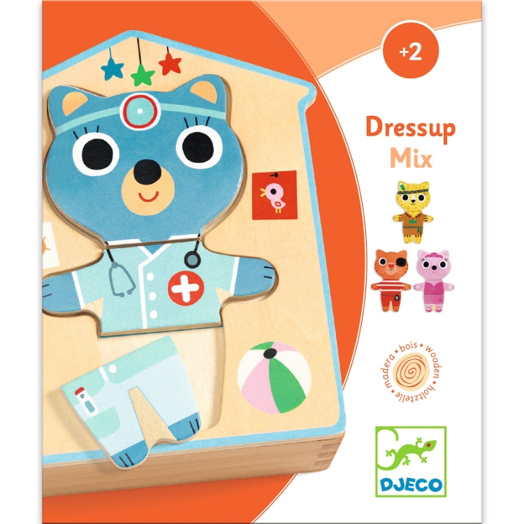 Djeco Dressup Mix – houten aankleedpuzzel – vanaf 2 jaar