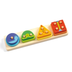Djeco 1234Basic – houten vormen- en stapelpuzzel – vanaf 12 maanden