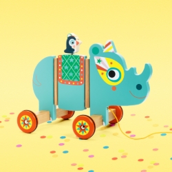 Djeco Vilma – houten trekfiguur neushoorn – vanaf 18 maanden