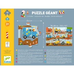 Djeco Bouwplaats – reuzenpuzzel met bewegende voertuigen – vanaf 3 jaar