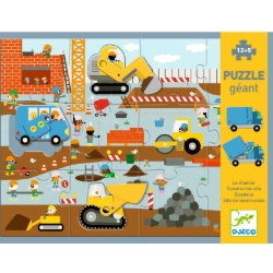 Djeco Bouwplaats – reuzenpuzzel met bewegende voertuigen – vanaf 3 jaar