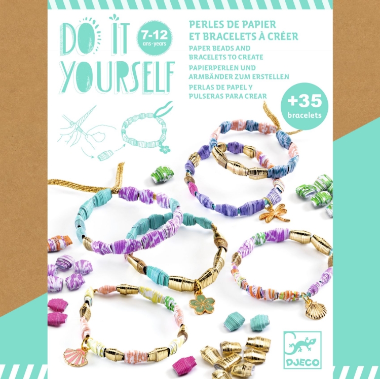 Djeco knutselpakket Stijlvol en goud – DIY armbanden met papieren kralen – van 7 tot 12 jaar