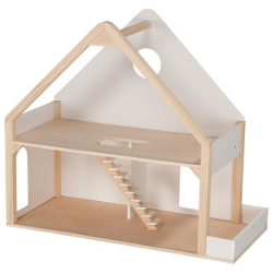 Goki Poppenhuis 2 verdiepingen - Naturel met Wit hout - vanaf 3 jaar
