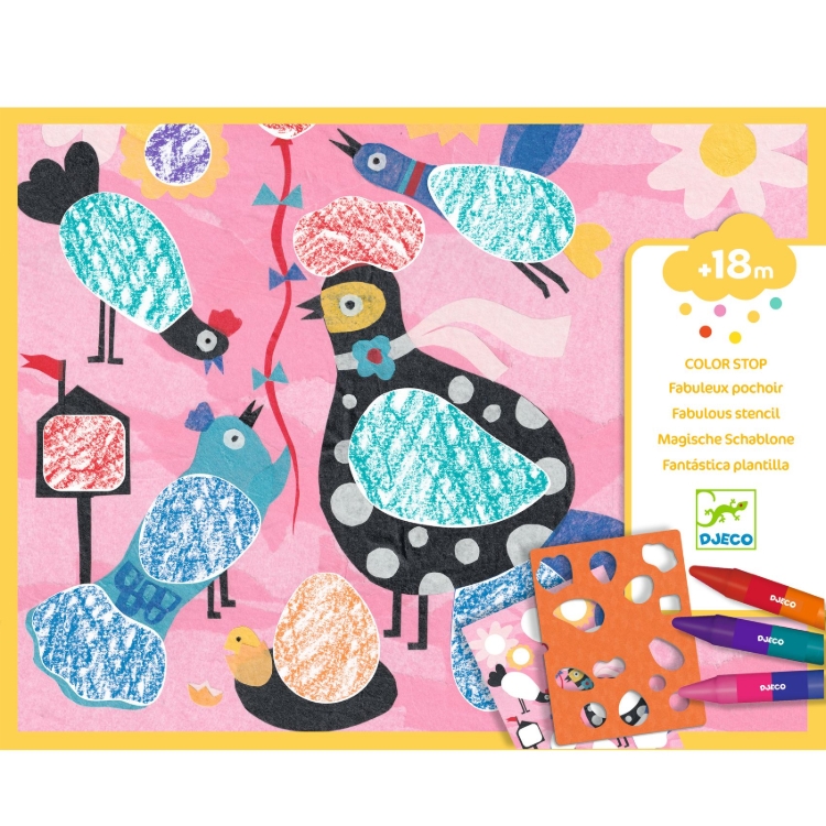 Djeco Birdie & Co – eerste kleurset met sjabloon – vanaf 18 maanden