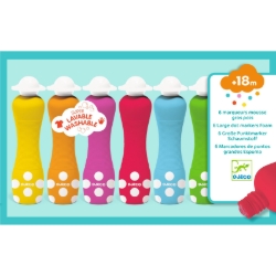 Djeco Foam Markers – zes stippelstiften – vanaf 18 maanden