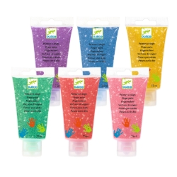 Djeco Glittervingerverf – zes tubes vingerverf – vanaf 18 maanden