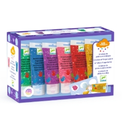 Djeco Glittervingerverf – zes tubes vingerverf – vanaf 18 maanden