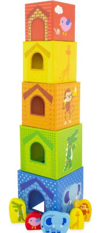 Stapelkubussen Jungle – Karton & Hout – Vanaf 1 jaar