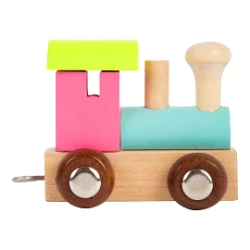 Afbeeldingen van Lettertrein Locomotief – Naturel Hout met Pastel – Decoratief