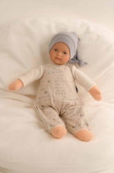 Schildkröt - Mijn eerste zachte babypop Schmuserle - Knuffelpop blauw/crème - vanaf 9 maanden