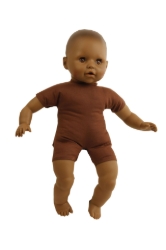 Schildkröt - Baby Amy Safari – Babypop donkere huidskleur met slaapogen – vanaf 3 jaar