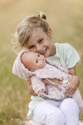 Schildkröt - Baby Amy Roze – Babypop roze met slaapogen en speen – vanaf 3 jaar