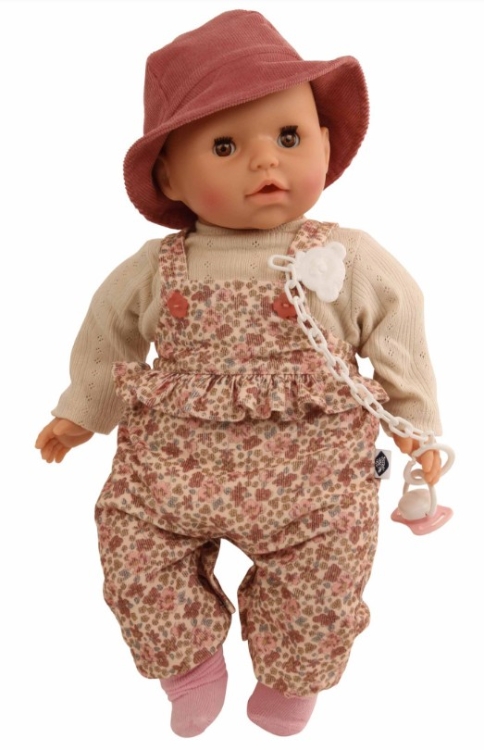 Schildkröt - Baby Amy Bloemen – Babypop met bruine slaapogen – vanaf 3 jaar