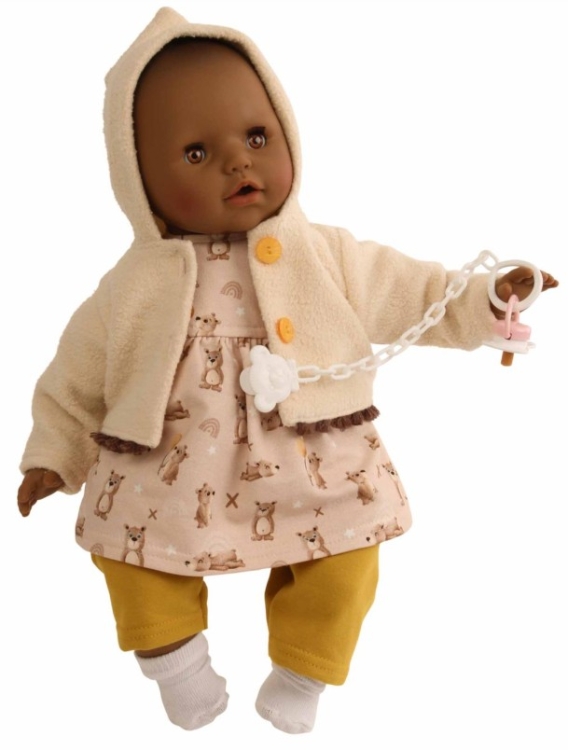 Schildkröt - Baby Amy Safari – Babypop donkere huidskleur met slaapogen – vanaf 3 jaar