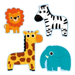 Djeco In de jungle - puzzelset 3, 4, 5 en 6 stukjes - vanaf 2 jaar