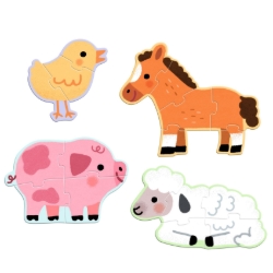 Djeco Op de boerderij - puzzelset 3, 4, 5 en 6 stukjes - vanaf 2 jaar