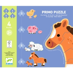 Djeco Op de boerderij - puzzelset 3, 4, 5 en 6 stukjes - vanaf 2 jaar