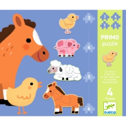 Djeco Op de boerderij - puzzelset 3, 4, 5 en 6 stukjes - vanaf 2 jaar