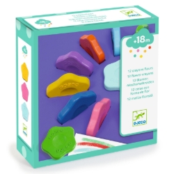 Djeco Bloemkrijtjes - waskrijtset 12 kleuren - vanaf 18 maanden